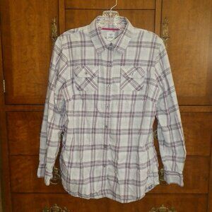 IZOD Long Sleeve Plaid Button-down Shirt Women’s Size Medium